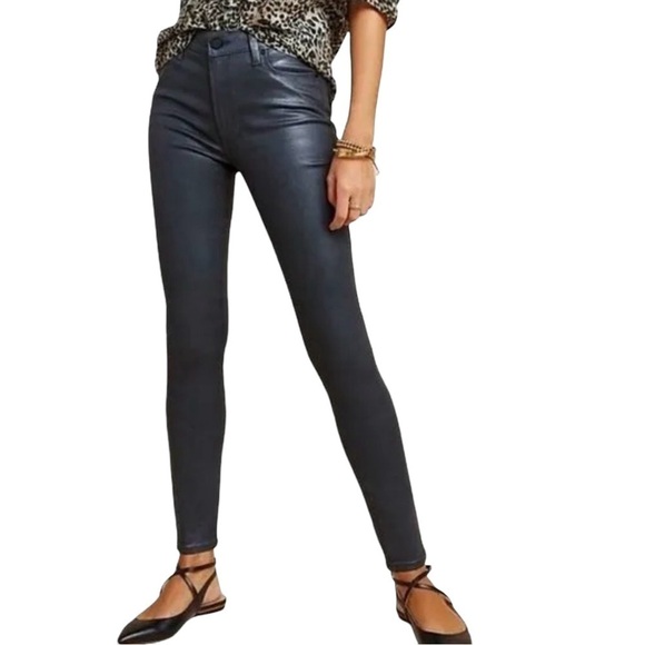 Paige Verdugo Skinny Jeans Deep Lagoon Silk Blue Coated Size 32 - Picture 1 of 10